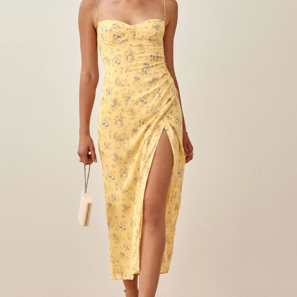 NWT Reformation Kourtney Midi Dress (Yellow)